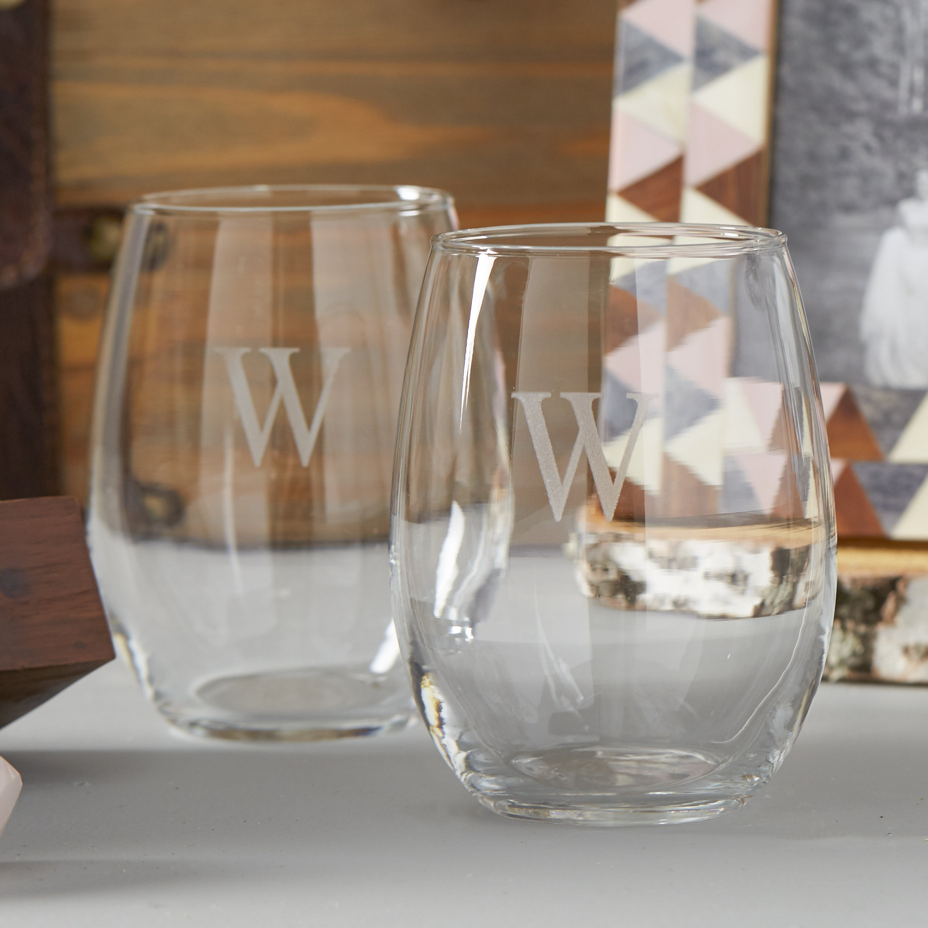Wedding Personalized Stemless Wine Glasses lila personalized stemless wine glass reviews joss main cathys concepts glass