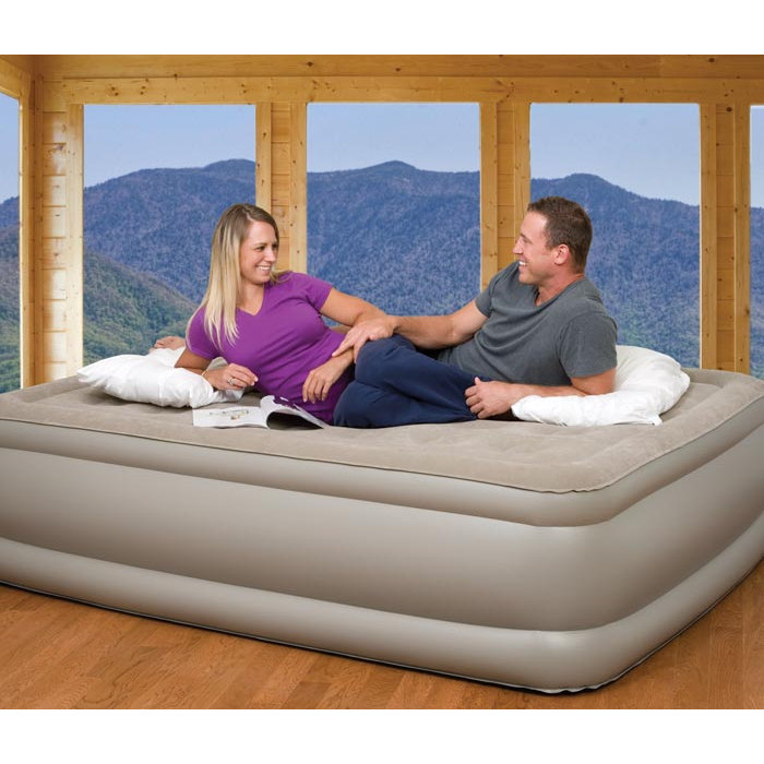 Pure Comfort Queen Raised Suede Top Air Bed with Built in Pump