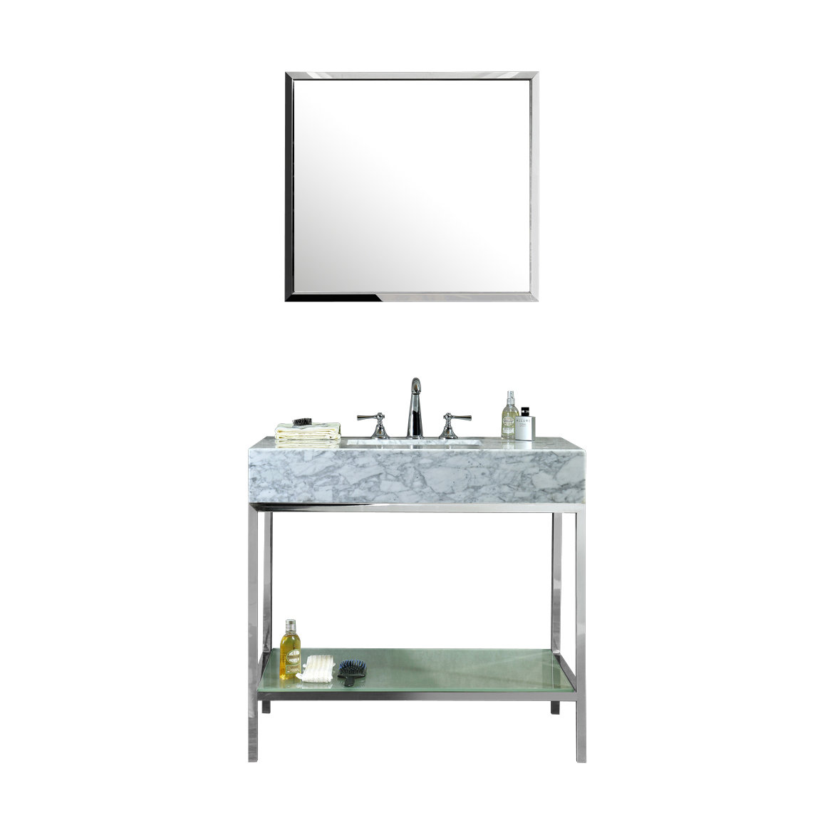 Ariel Bath Brightwater 36" Single Bathroom Vanity Set with Mirror