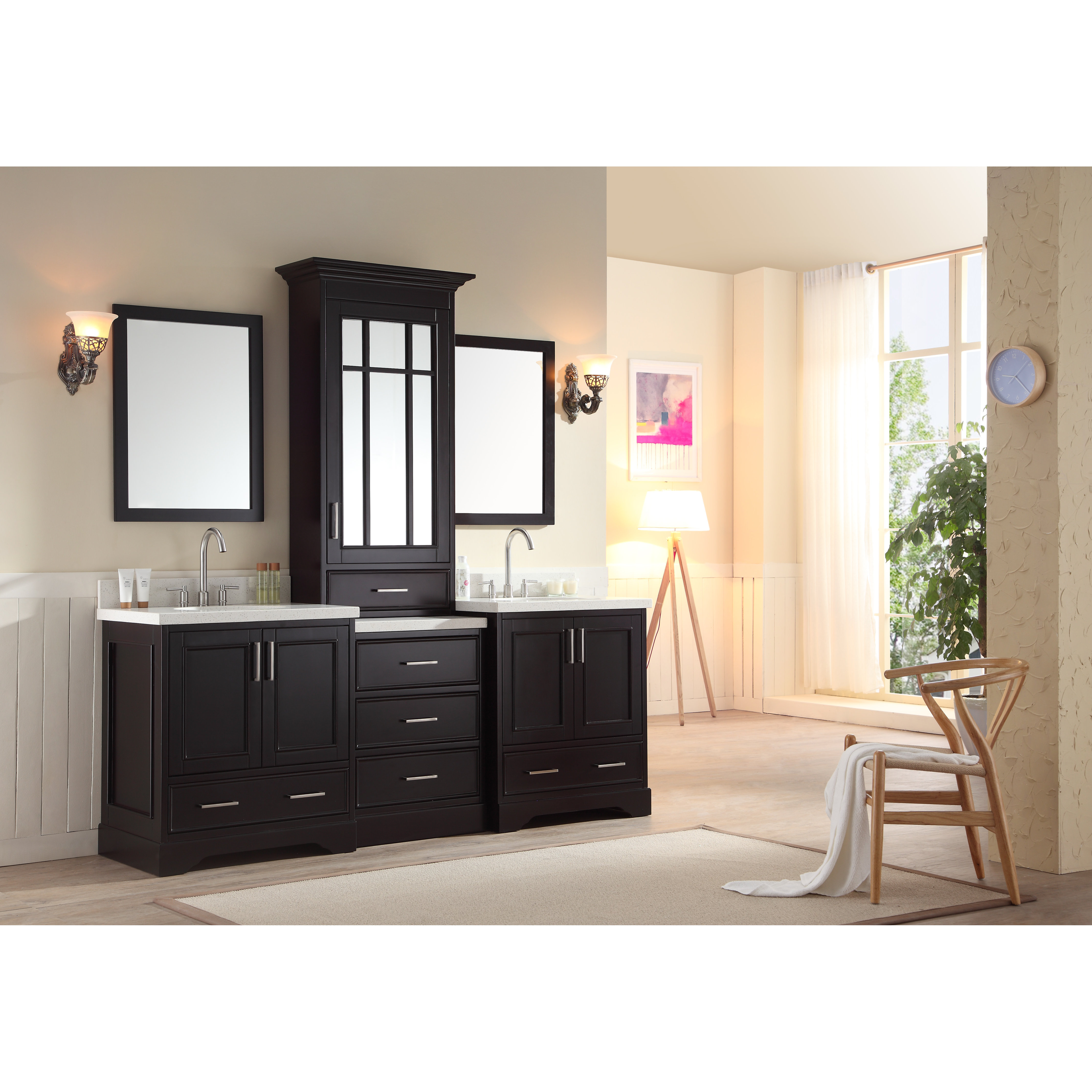 Ariel Bath Stafford 85" Double Sink Vanity Set with Mirror & Reviews