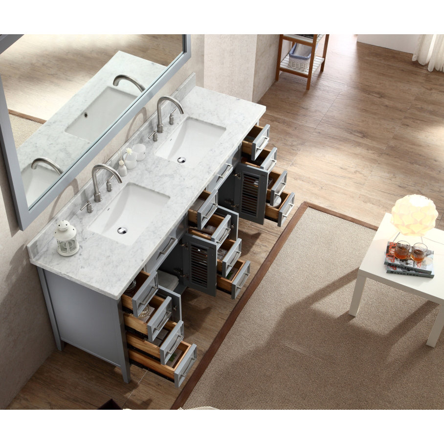 Ariel Bath Kensington 73" Double Bathroom Vanity Set with Mirror