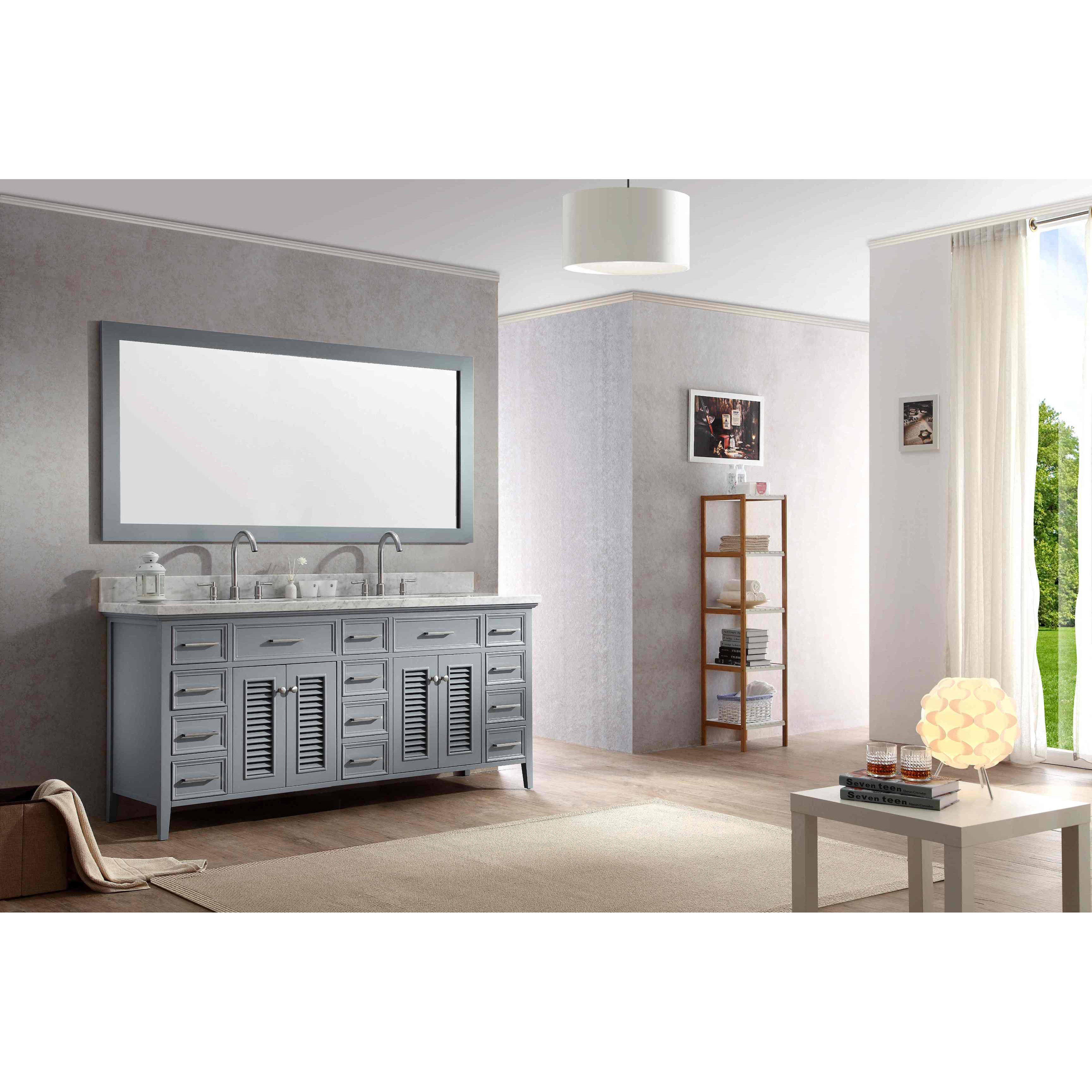 Ariel Bath Kensington 73" Double Bathroom Vanity Set with Mirror