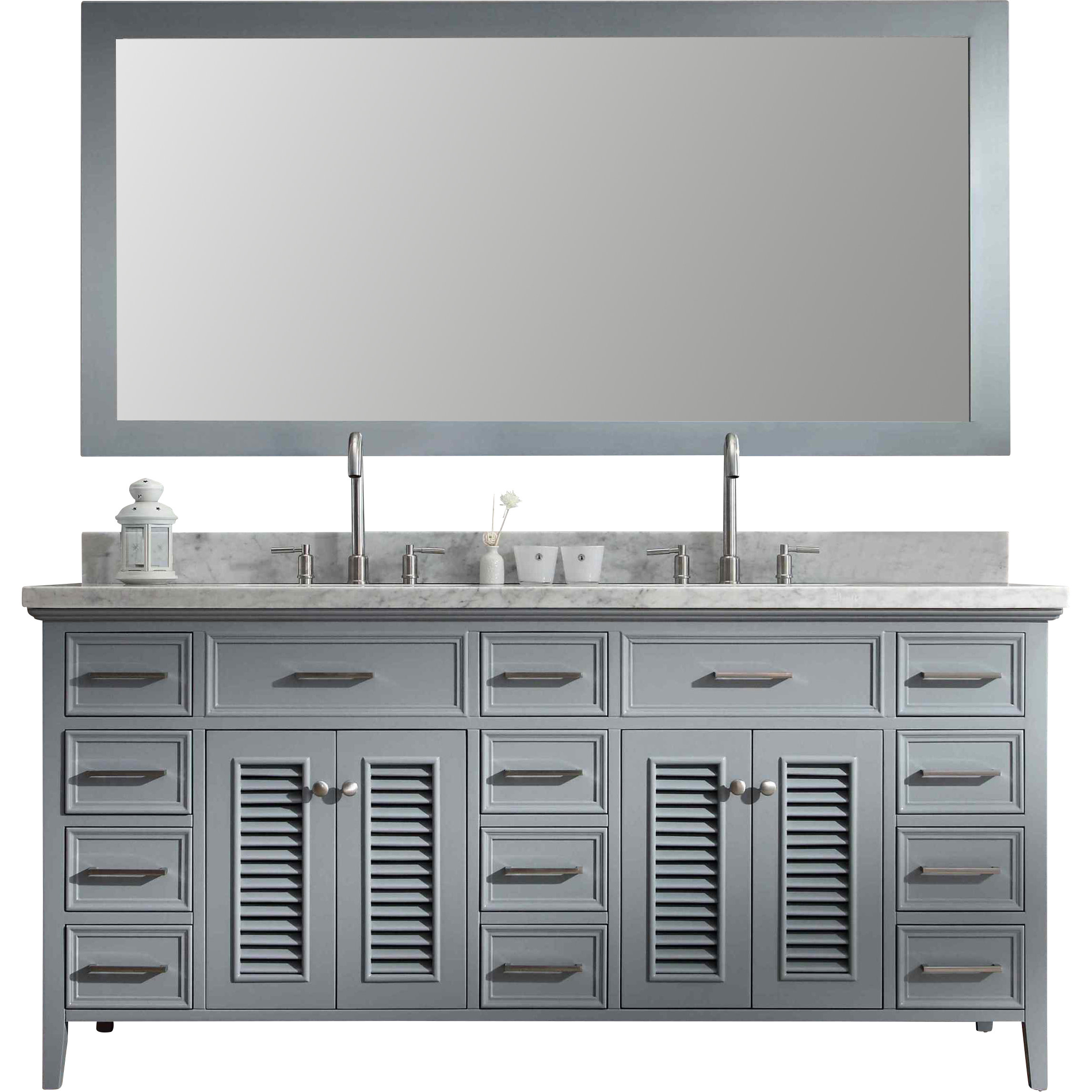 Ariel Bath Kensington 73" Double Bathroom Vanity Set with Mirror