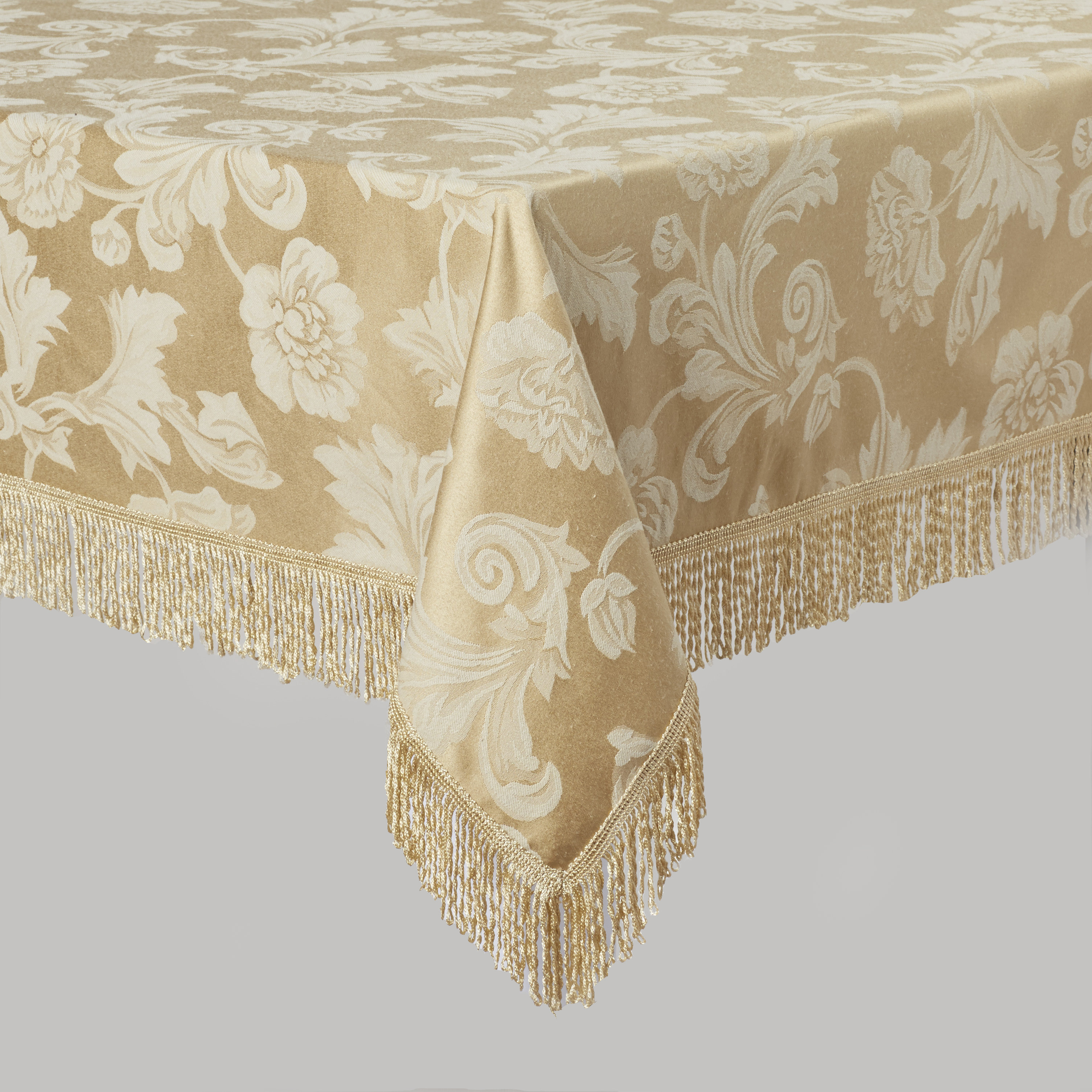 Violet Linen Classic Damask Design Fringes Tablecloth & Reviews Wayfair