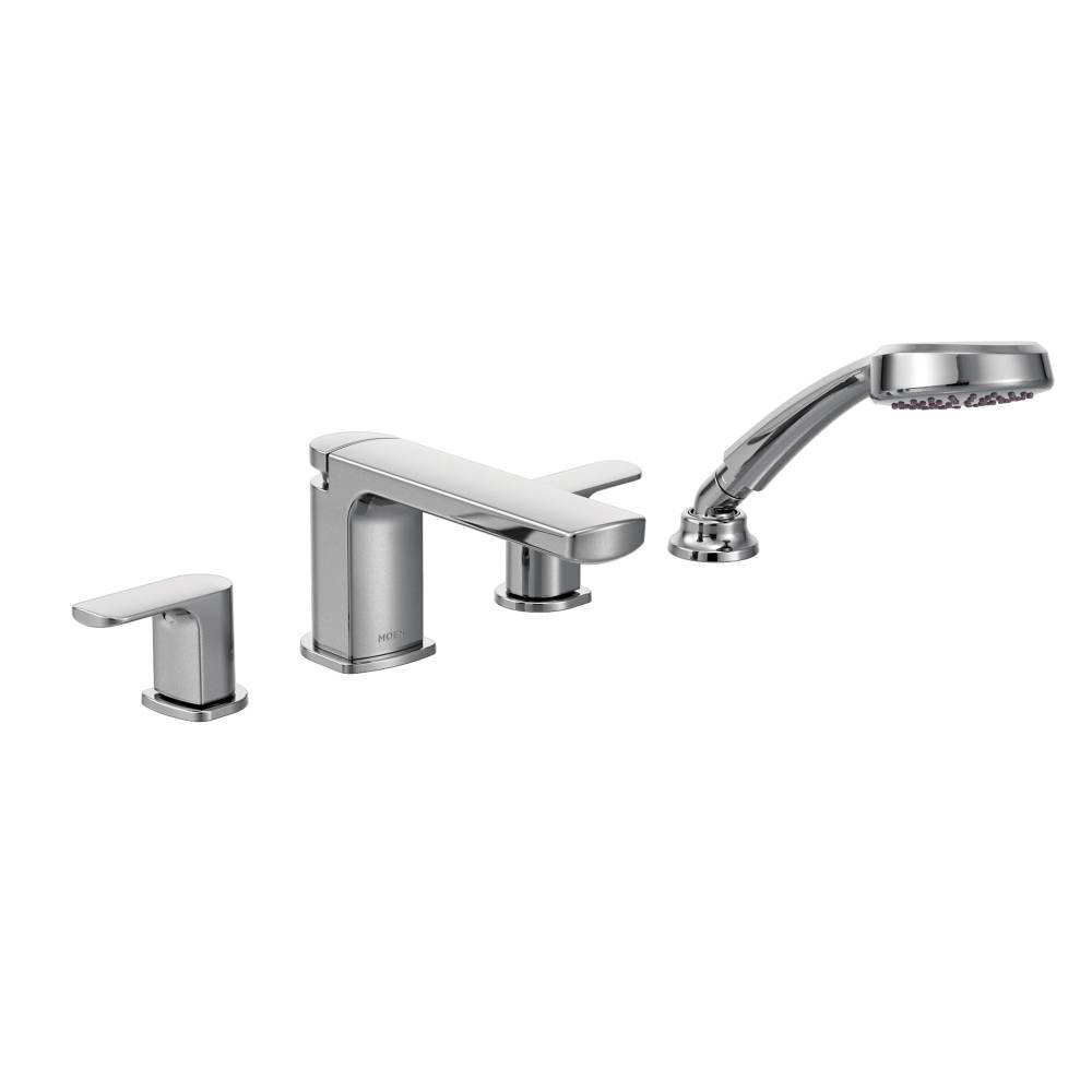 Moen Rizon Double Handle Deck Mount Tub Faucet Trim With Hand Moen Rizon Double Handle Deck Mount Tub Faucet Trim With Hand Shower