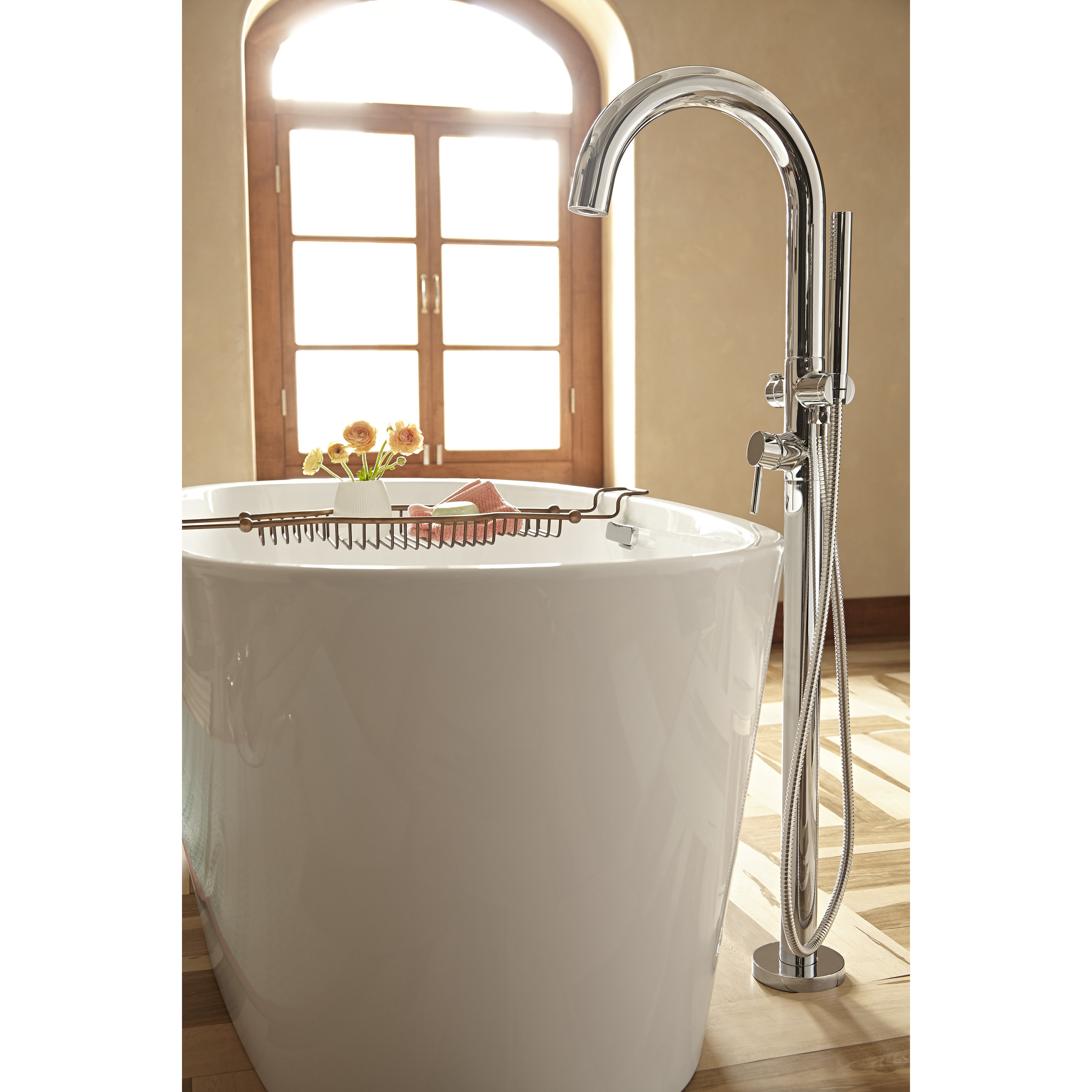 Bathtub Faucets You Ll Love Single Handle Floor Mount Tub Filler With Personal Shower