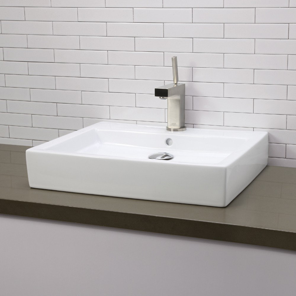 DECOLAV Classically Redefined Rectangular Vessel Bathroom Sink with Overflow